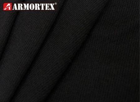 Tissu tricoté noir en coton modacrylique retardateur de flamme Nomex®
